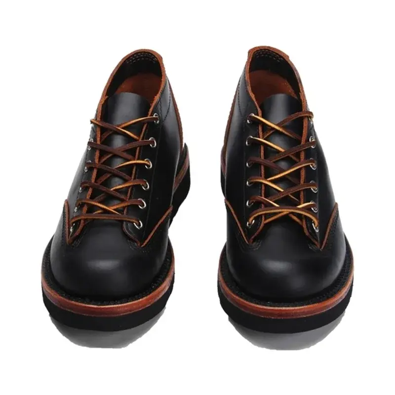 Handmade Goodyear-Welted High Quality Casual Men Shoes Cow Leather Ankle Boots Tooling Ankle Motorcycle Boots Vintage British