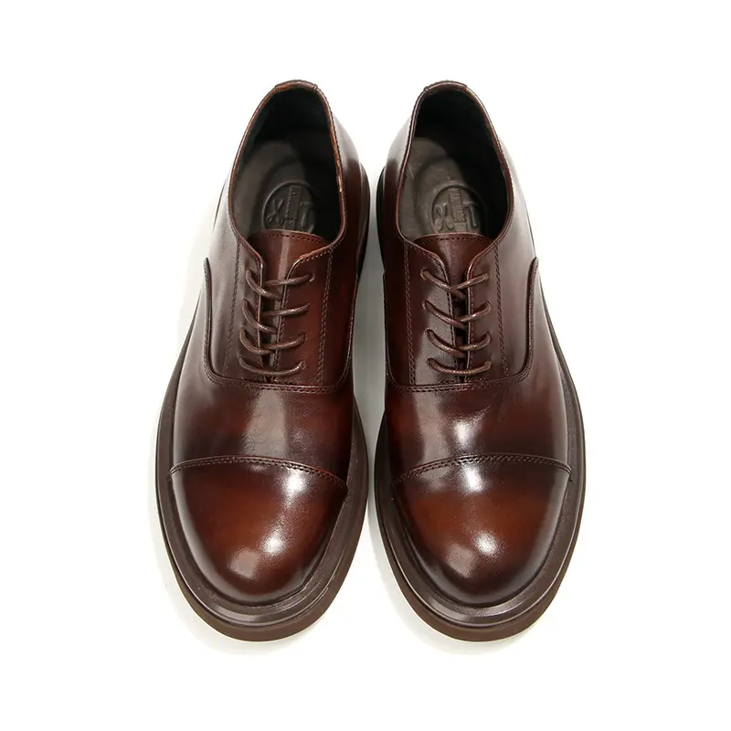 British Handmade Men Shoes High Quality Cow Leather Vintage Dress Loafers Luxury Sneakers Lace-up Breathable Tooling Platform