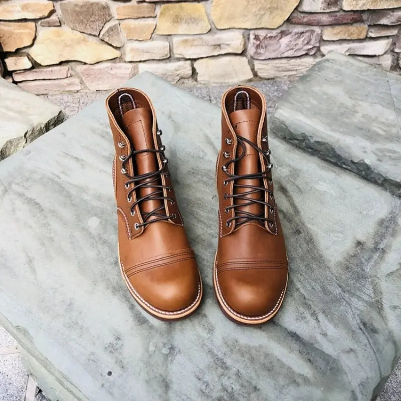 New High Quality Handmade Men Ankle Boots Real Cow Leather Spring Autumn Outdoor Work Desert Boots Shoes Motorcycle Boots