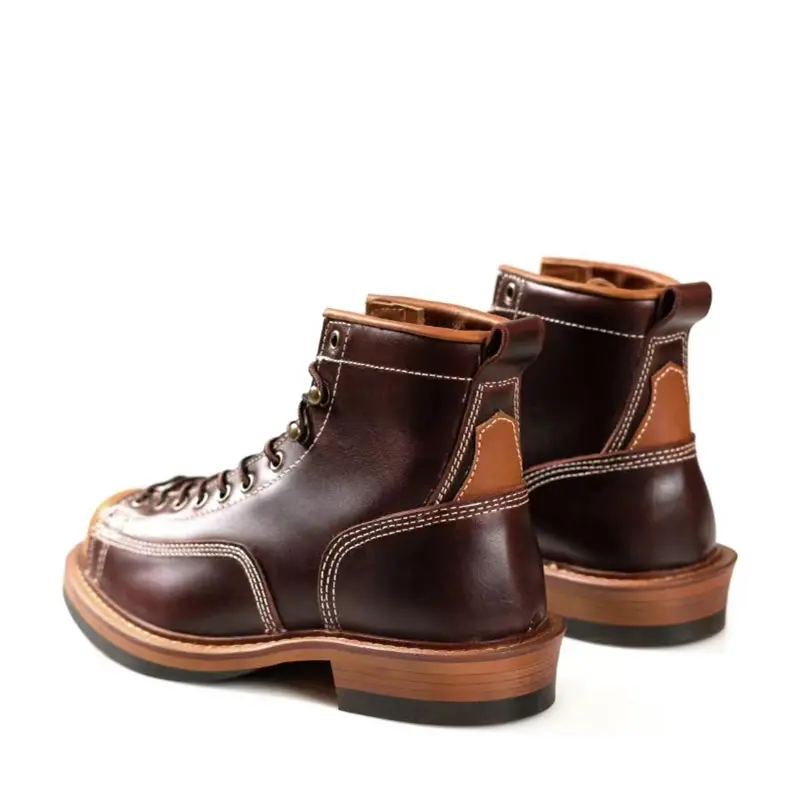 Men Luxury Cow Leather Shoes Handmade Vintage British Autumn Winter Top Quality Ankle Boots Tooling Round Toe Motorcycle Boots