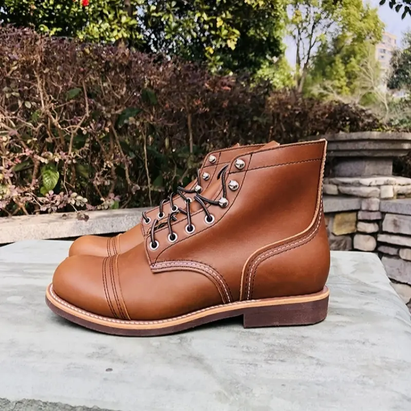 New High Quality Handmade Men Ankle Boots Real Cow Leather Spring Autumn Outdoor Work Desert Boots Shoes Motorcycle Boots