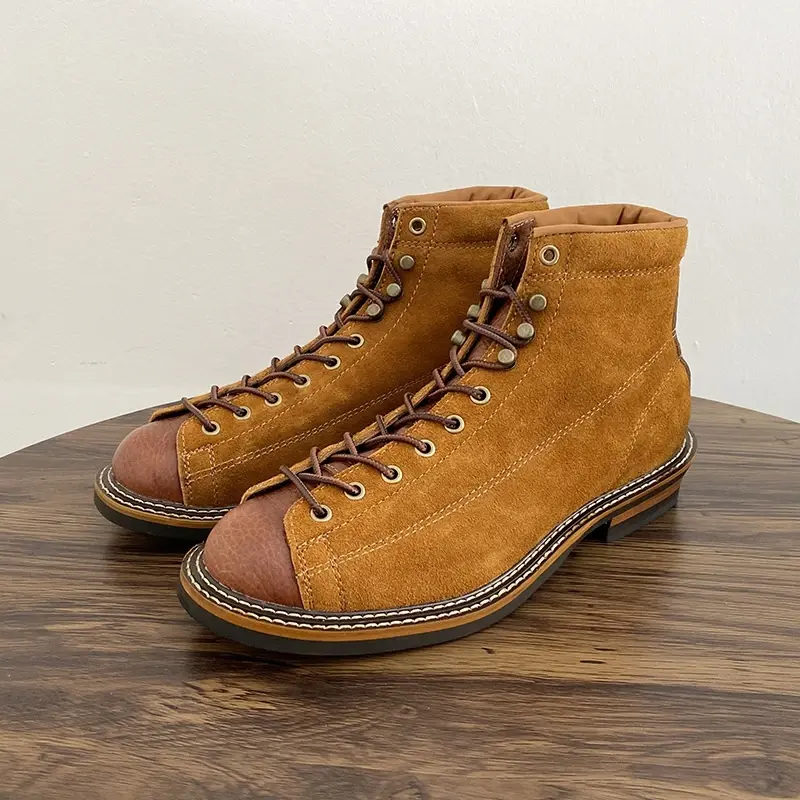 High Quality Men Casual Shoes Handmade Cow Leather Dress Ankle Boots Desert Work Motorcycle Boots Platform Boots Autumn Winter