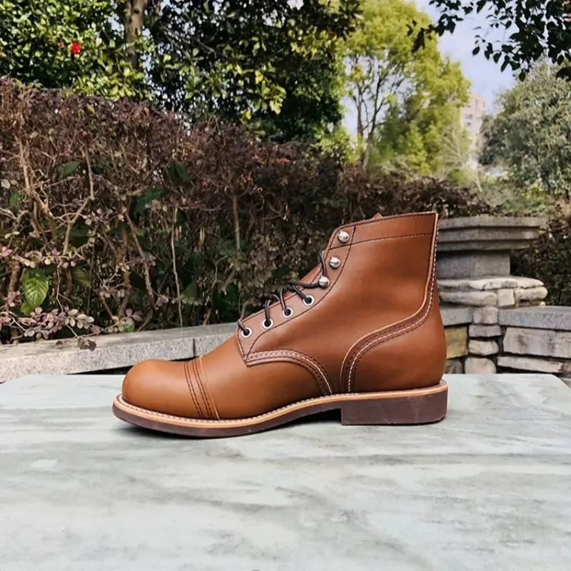 New High Quality Handmade Men Ankle Boots Real Cow Leather Spring Autumn Outdoor Work Desert Boots Shoes Motorcycle Boots