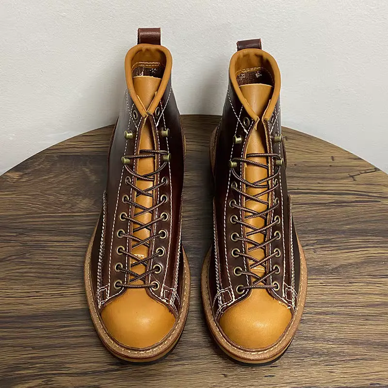 Top Quality Handmade Men Dress Real Cow Leather Shoes Autumn Winter British Tooling Ankle Boots Outdoor Desert Motorcycle Boots