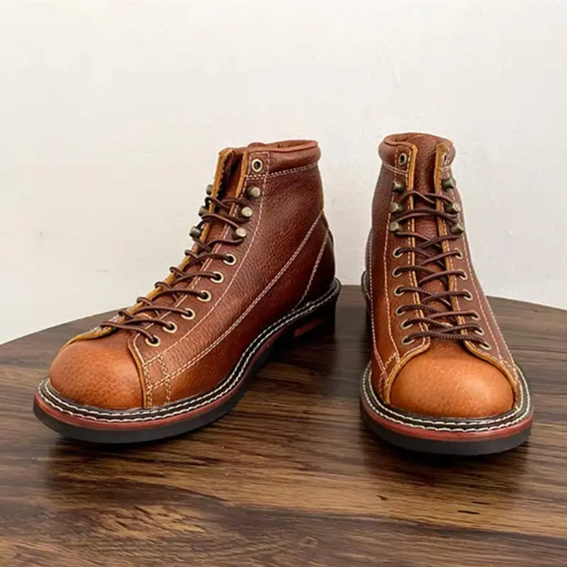 High Quality Men Casual Shoes Handmade Cow Leather Dress Ankle Boots Desert Work Motorcycle Boots Platform Boots Autumn Winter