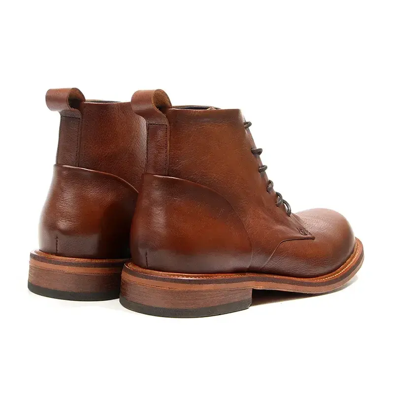 Handmade Vintage British Top Quality Men Shoes Ankle Boots Autumn Winter Outdoor Work Motorcycle Boots Real Cow Leather Japanese