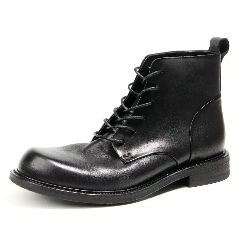 Handmade Vintage British Top Quality Men Shoes Ankle Boots Autumn Winter Outdoor Work Motorcycle Boots Real Cow Leather Japanese