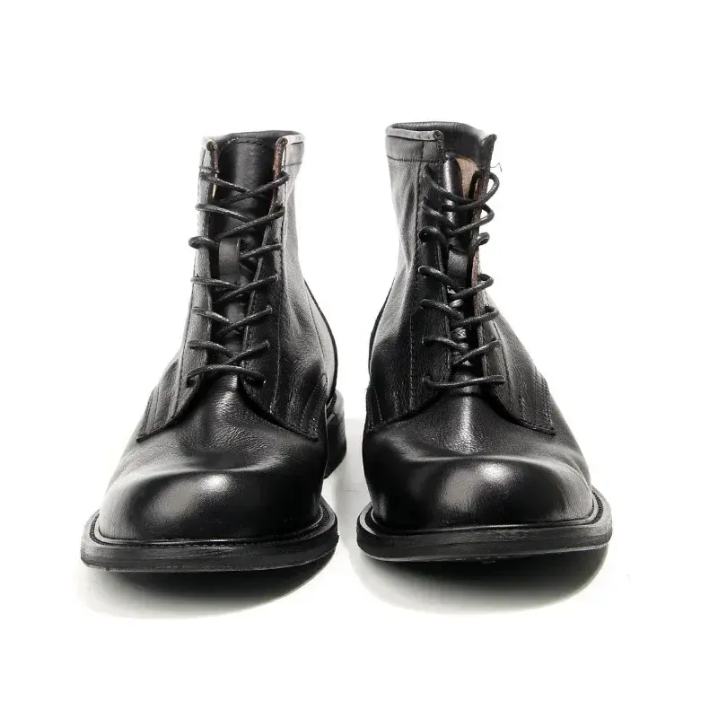 New Handmade Autumn Winter Vintage Men Ankle Boots Classic High Quality Cow Leather Shoes Outdoor Motorcycle Boots Platform Boot