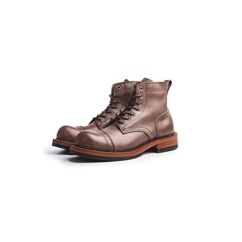 Top Quality Vintage Men Casual Shoes Handmade British Tooling Round Toe Wings Ankle Boots Desert Work Motorcycle Boots Platform
