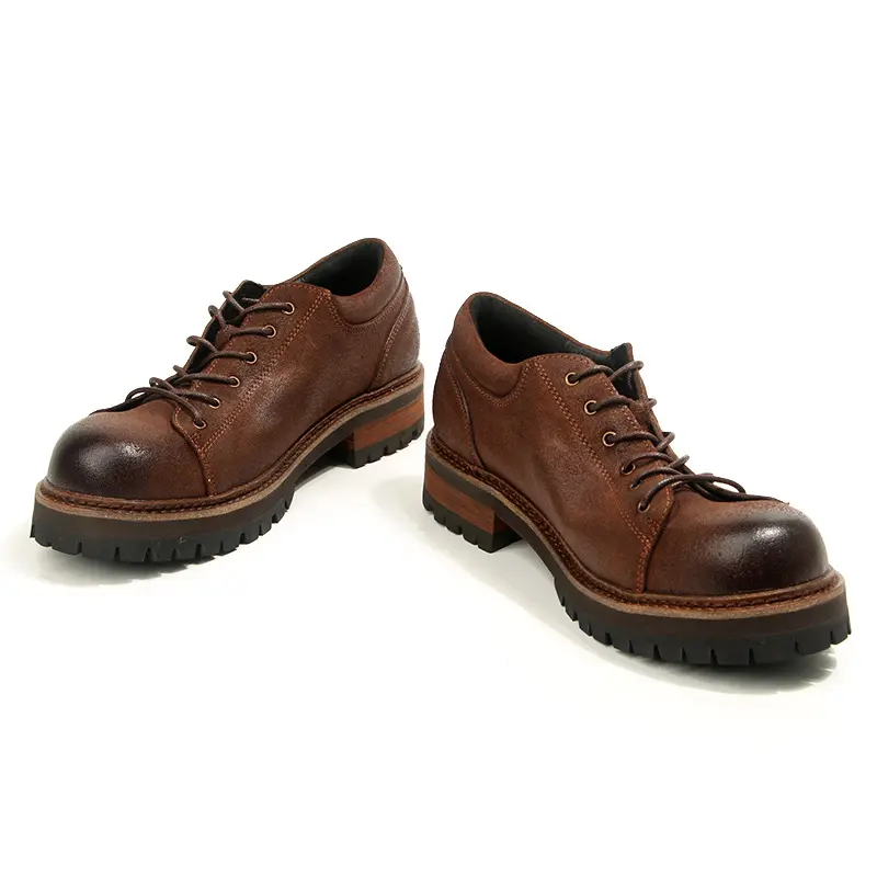 New Cow Leather Men Shoes High Quality Outdoor Work Tooling Ankle Boots Autumn Winter Height Increasing Desert Motorcycle Boots