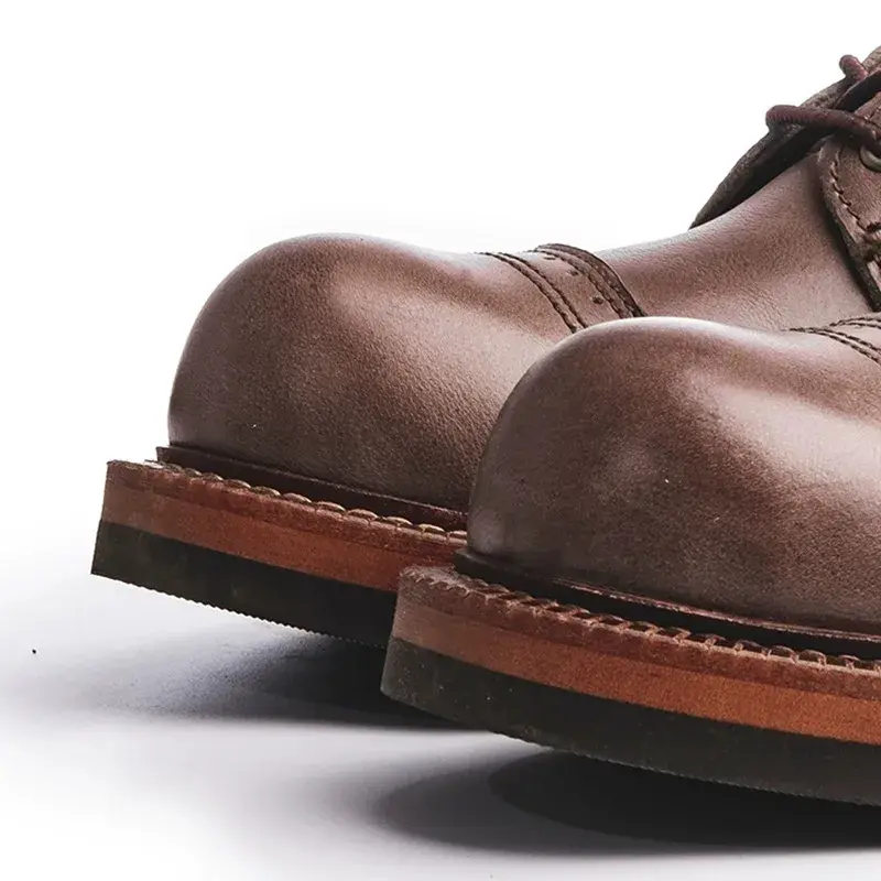 Top Quality Vintage Men Casual Shoes Handmade British Tooling Round Toe Wings Ankle Boots Desert Work Motorcycle Boots Platform