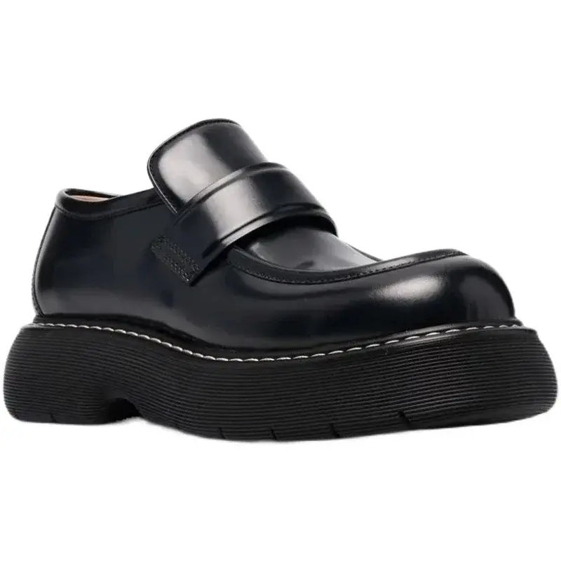 New Handmade Luxury Brand Top Quality Men Casual Cow Leather Shoes British Slip-On Breathable Loafers Thick Bottom Fashion Boots