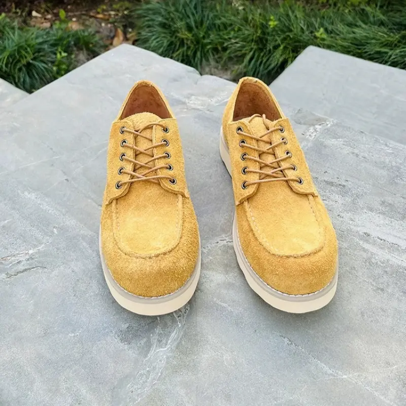 Handmade Goodyear Vintage British Men Cow Suede Leather Shoes Ankle Boots Business Work Shoes Spring Summer Tooling Boots