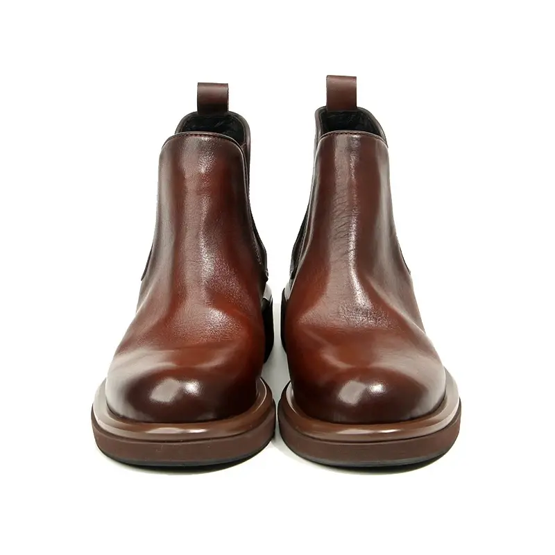 New Handmade Men Real Cow Leather Shoes Men Ankle Boots Autumn Winter Luxury Vintage British Tooling Chlesea Boots Platform Boot