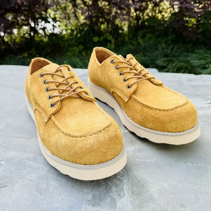 Handmade Goodyear Vintage British Men Cow Suede Leather Shoes Ankle Boots Business Work Shoes Spring Summer Tooling Boots