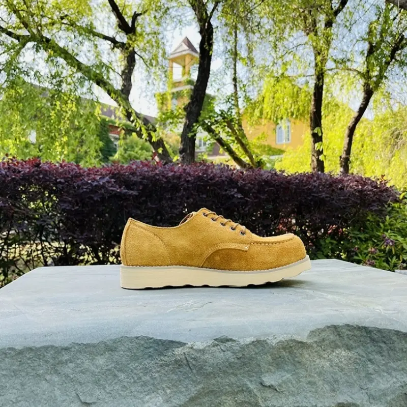 Handmade Goodyear Vintage British Men Cow Suede Leather Shoes Ankle Boots Business Work Shoes Spring Summer Tooling Boots
