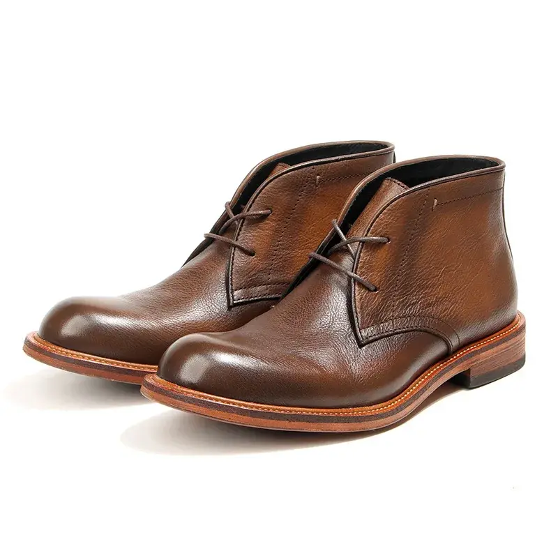 Top Quality Desert Boots Vintage British Autumn Winter Men Cow Leather Shoes Outdoor Work Ankle Boots Business Motorcycle Boots