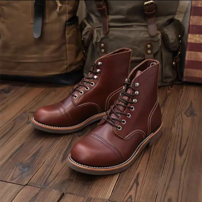 Handmade Goodyear 8111 Top Vintage British Men Ankle Boots Autumn Winter Cow Leather Shoes Luxury Tooling Desert Motorcycle Boot