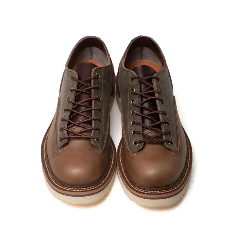 New Handmade Designer Men Casual Shoes Vintage British Cow Leather Ankle Boots Tooling Round Toe Motorcycle Boots Platform Boots