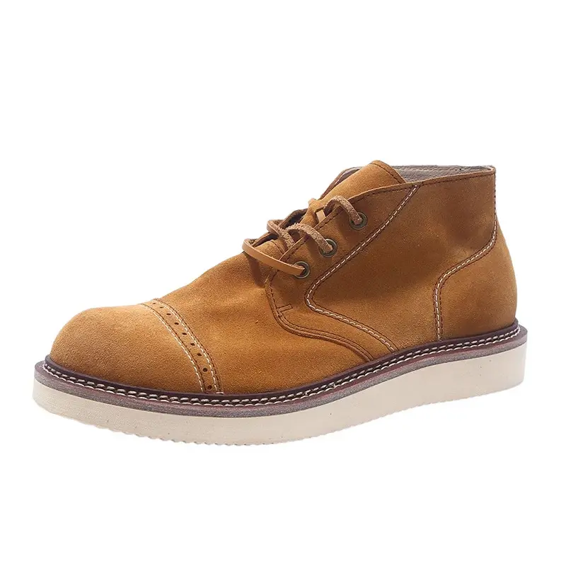 New Handmade Vintage British High Quality Men Cow Suede Leather Shoes Outdoor Tooling Ankle Boots Desert Boots Spring Autumn