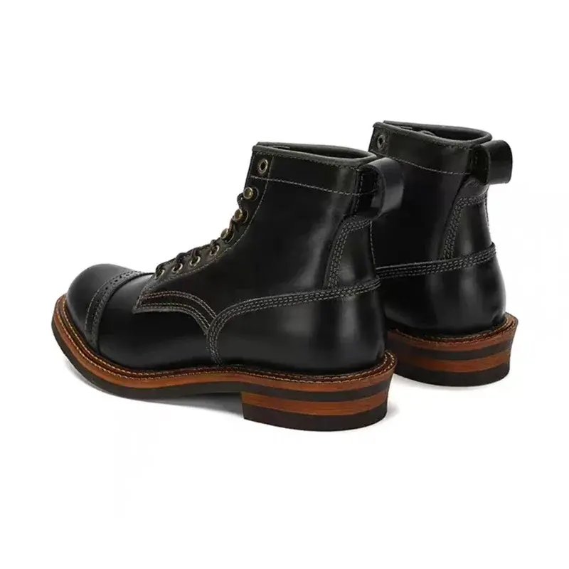 New Vintage British Handmade Men Ankle Boots Autumn Winter Cow Leather Shoes Outdoor Work Tooling Motorcycle Boots Luxury Shoes