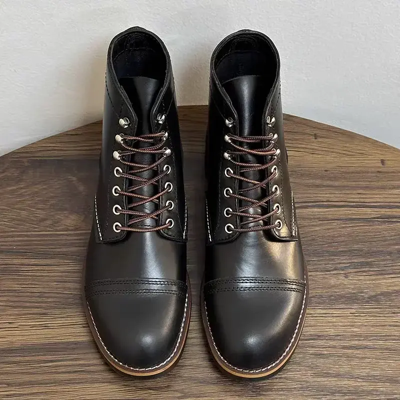 Handmade High Quality Autumn Winter Men Platform Casual Shoes Vintage British Tooling Ankle Boots Outdoor Wing Motorcycle Boots