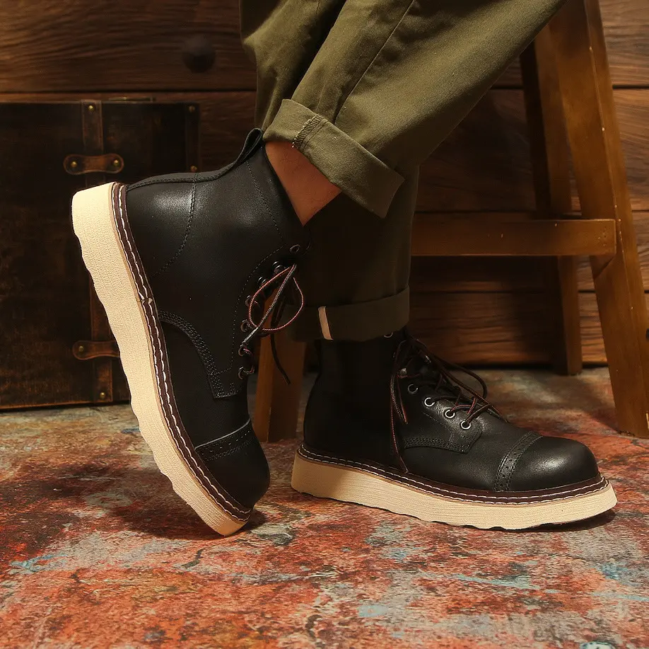 New Spring Fashion Vintage British Casual Real Leather Shoes Handmade Ankle Boots Outdoor Business Desert Motorcycle Boots