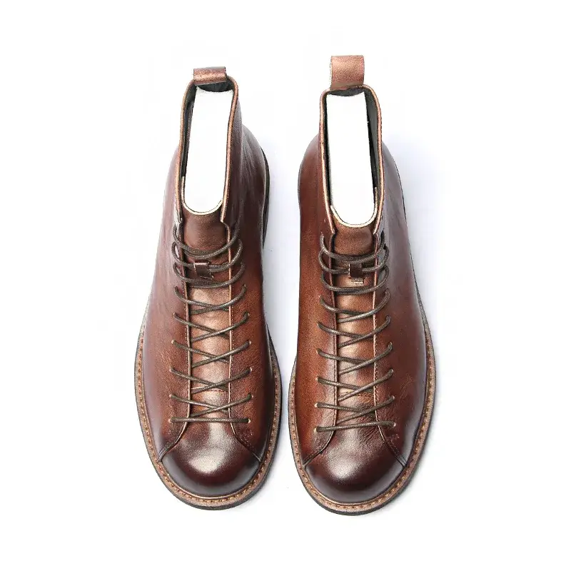 Handmade Autumn Winter Luxury British Men Ankle Boots Top Quality Wings Cow Leather Shoes Tooling Outdoor Desert Motorcycle Boot