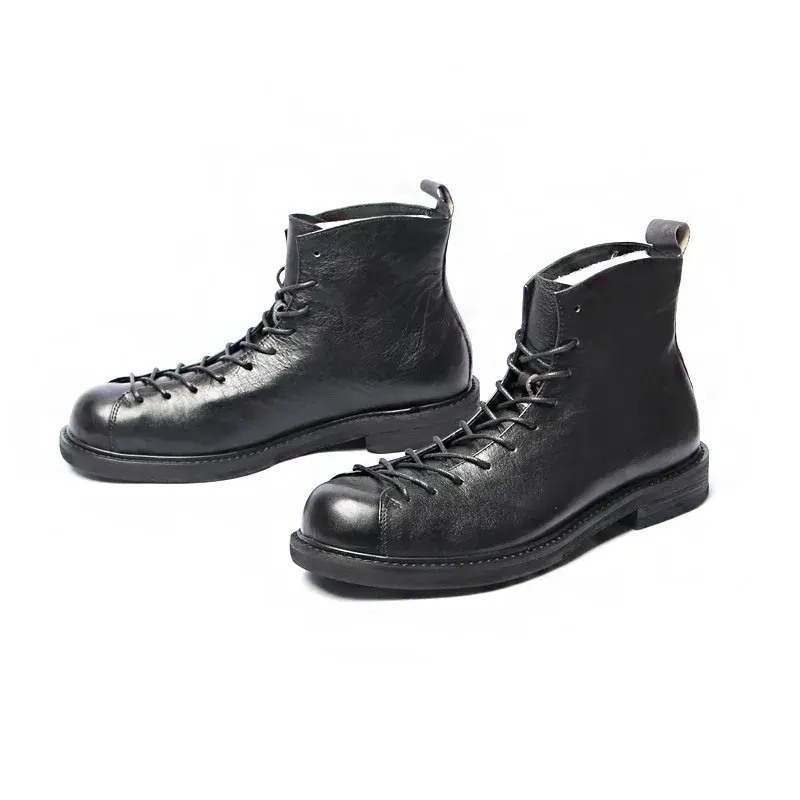 Handmade Autumn Winter Luxury British Men Ankle Boots Top Quality Wings Cow Leather Shoes Tooling Outdoor Desert Motorcycle Boot