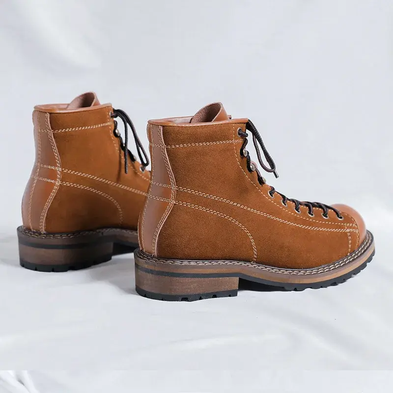 Men Ankle Boots Handmade Vintage British Dress Leather Shoes Autumn Winter Tooling Desert Boots Outdoor Work Motorcycle Boots