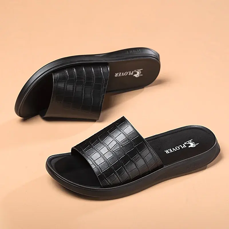New Adult Sandal Summer Man Slippers Fashion Designer Shoes Men Outdoor Work Casual Leather Shoes Travel Beach Comfortable Soft
