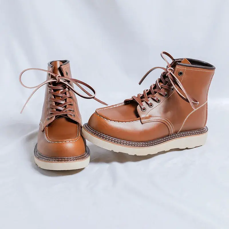 New Handmade Spring Autumn Vintage Men Ankle Boots Dress Leather Shoes British Outdoor Work Tooling Boots Desert Motorcycle Boot