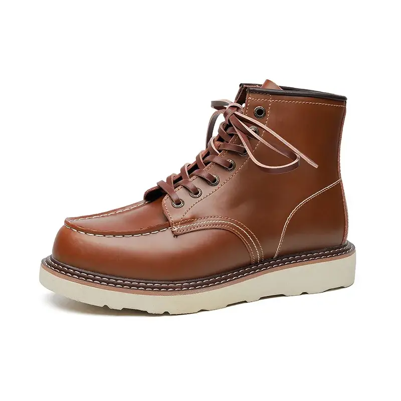 New Handmade Spring Autumn Vintage Men Ankle Boots Dress Leather Shoes British Outdoor Work Tooling Boots Desert Motorcycle Boot