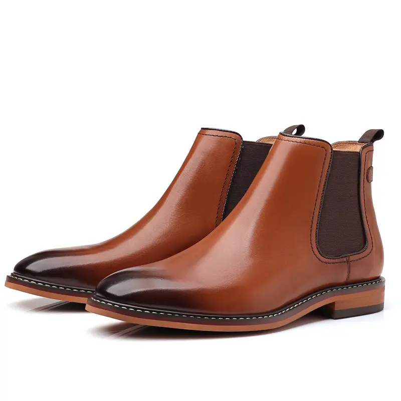 High Quality Handmade Men Business Cow Leather Shoes Vintage British Autumn Winter Tooling Ankle Boots Military Boots Chelsea