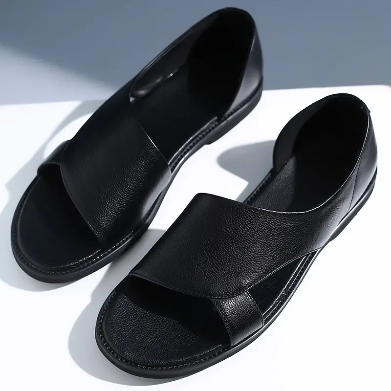 2025 Fashion Big Size Men Shoes Vietnam Slippers Genuine Leather Vintage Beach Sandals Travel Men Sandals Summer Flats Flip Flop