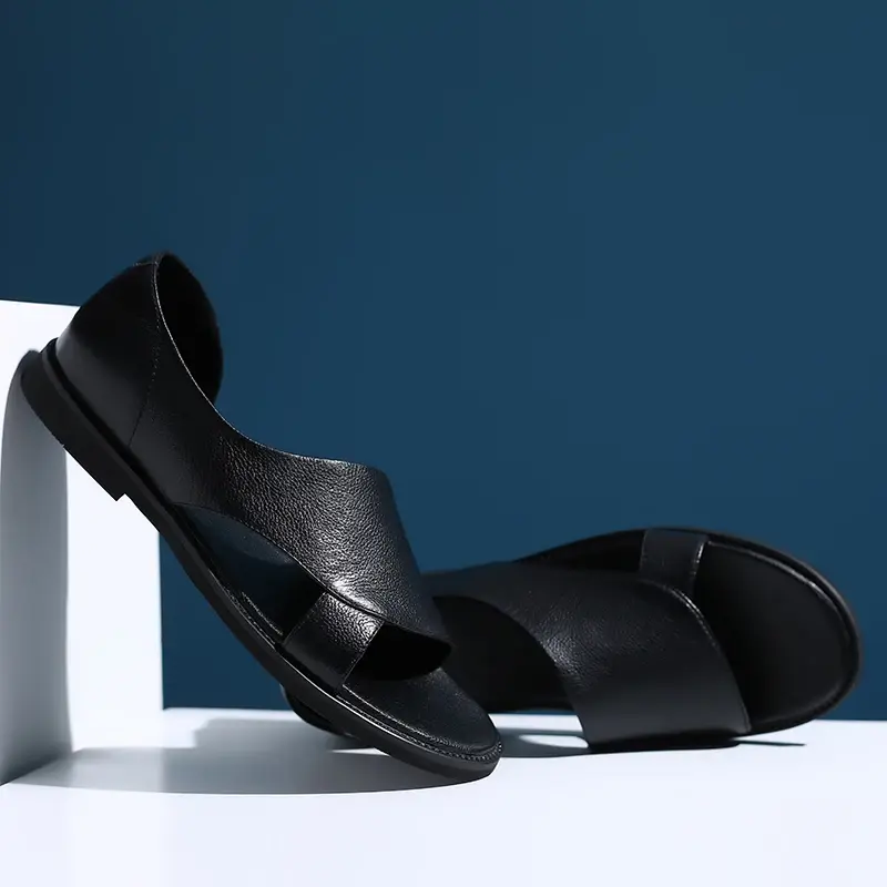 2025 Fashion Big Size Men Shoes Vietnam Slippers Genuine Leather Vintage Beach Sandals Travel Men Sandals Summer Flats Flip Flop