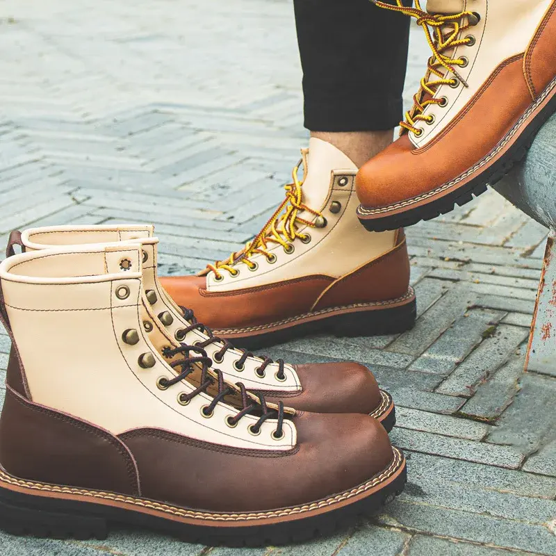 Handmade Autumn Winter Vintage Men Casual Shoes Real Cow Leather Tooling Ankle Boots British Outdoor Work Desert Motorcycle Boot
