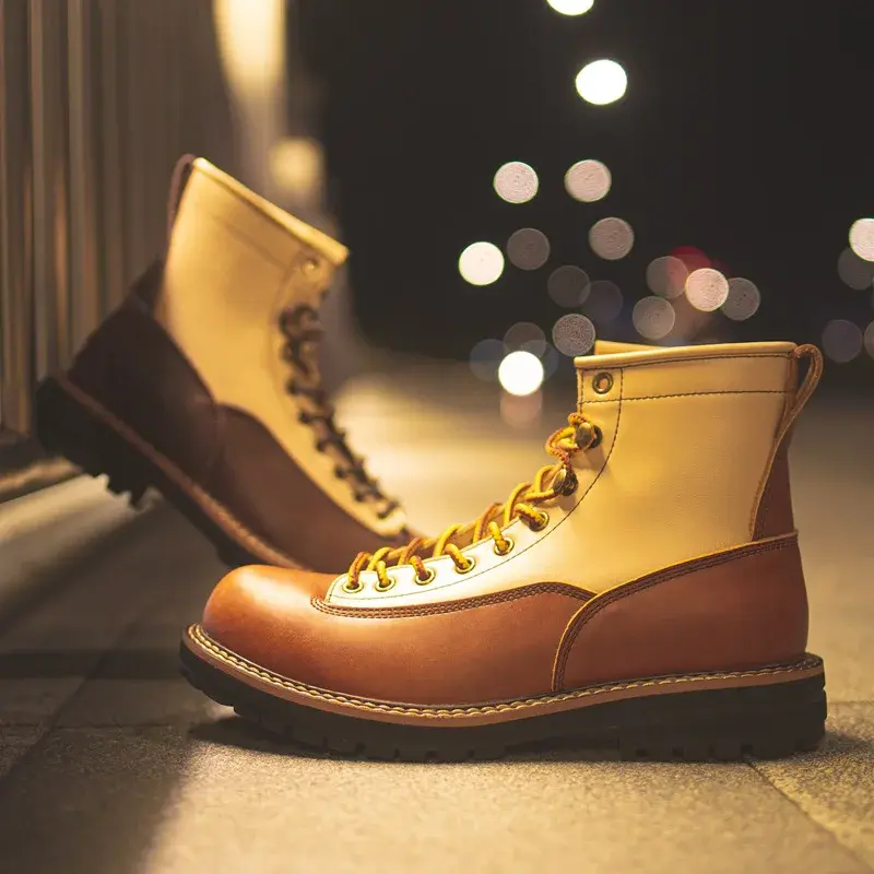 Handmade Autumn Winter Vintage Men Casual Shoes Real Cow Leather Tooling Ankle Boots British Outdoor Work Desert Motorcycle Boot