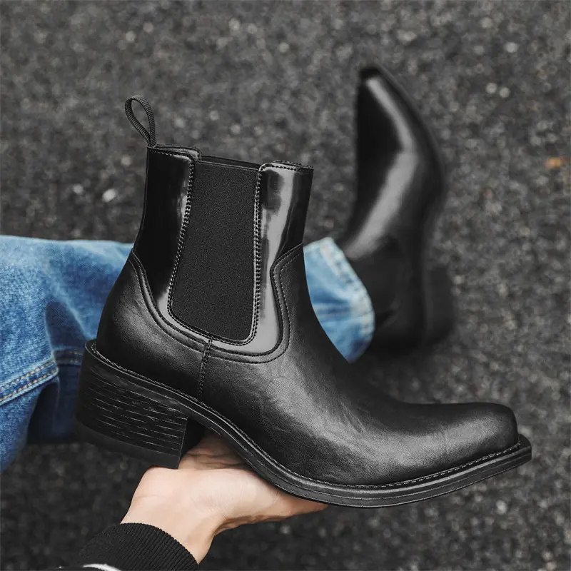 Men Luxury Casual Leather Shoes Autumn Winter Black British Platform Boots Ankle Boots Business Outdoor Work Chelsea Boots