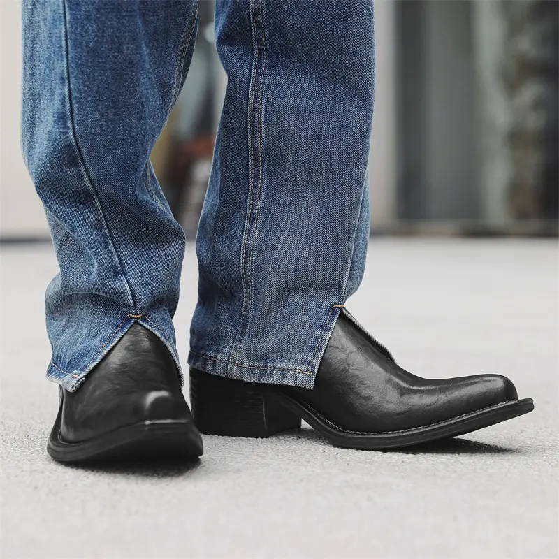 Men Luxury Casual Leather Shoes Autumn Winter Black British Platform Boots Ankle Boots Business Outdoor Work Chelsea Boots