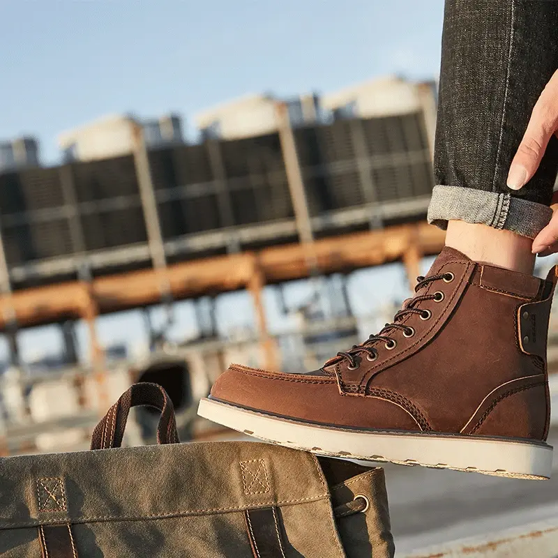New British Vintage 875 Tooling Men Boots Handmade Real Cow Leather Shoes Outdoor Work Ankle Boots Desert Motorcycle Boots Wings