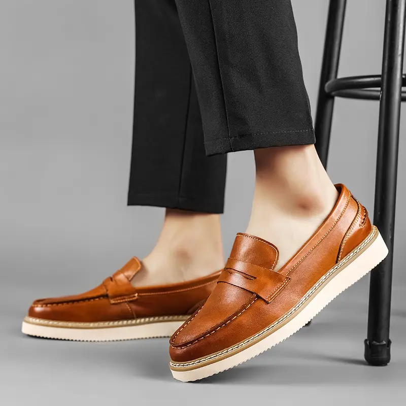 Yomior Breathable Men Casual Shoes Handmade High Quality Cow Leather British Loafers Spring Autumn Luxury Shoes Flats Slip-On