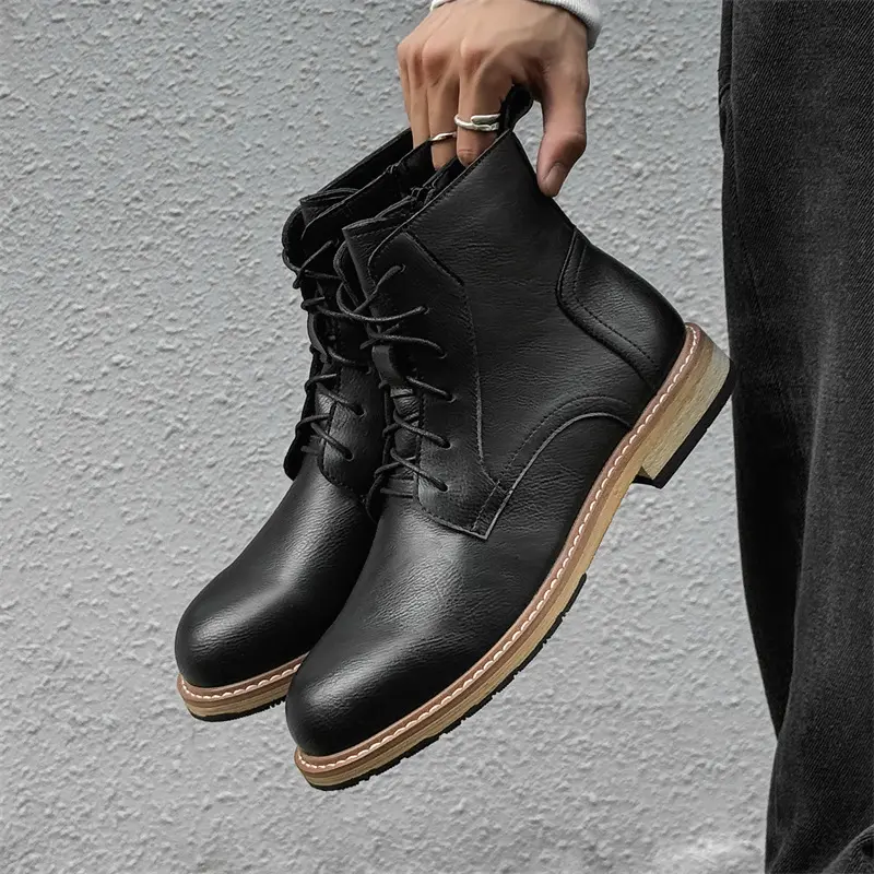 New Luxury Vintage British Men Ankle Boots Autumn Winter Outdoor Tooling Leather Shoes Military Boots for Men Motorcycle Boots
