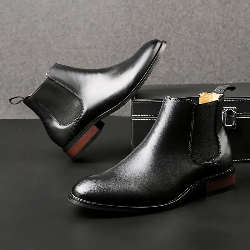 New Autumn Winter Casual Real Cow Leather Men Shoes Handmade Vintage British Tooling Ankle Boots Business Work Chelsea Boots