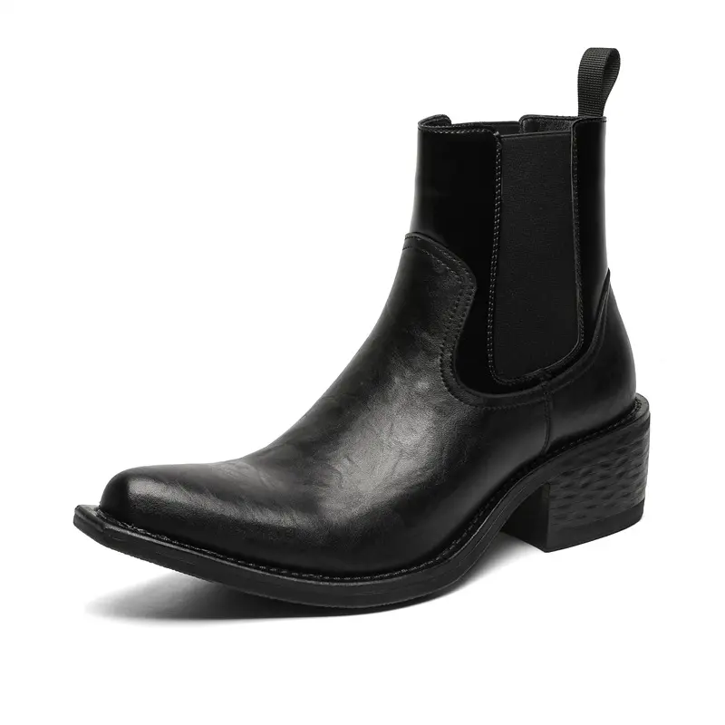 New Luxury Balck Casual Men Leather Shoes Business Ankle Boots Outdoor Tooling Vintage British Military Boots Chelsea Boots