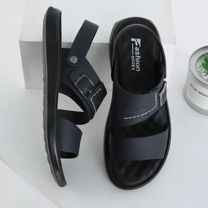 Yomior 2021 Summer Beach Sandals High Quality British Vintage Casual Men Shoes Slip-On Classics Real Leather Flip Flop Slippers