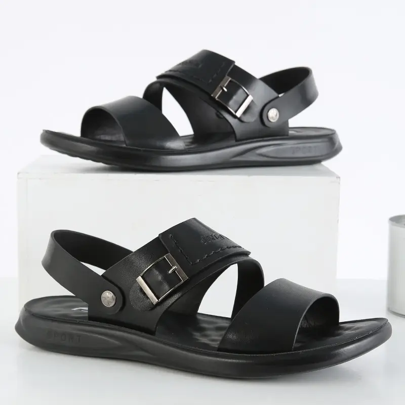 Yomior 2021 Summer Beach Sandals High Quality British Vintage Casual Men Shoes Slip-On Classics Real Leather Flip Flop Slippers