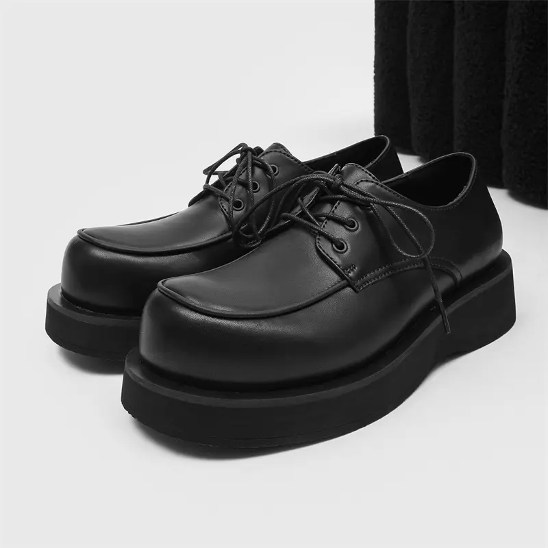 Autumn Winter Vintage British Men Dress Leather Shoes Luxury Black Business Formal Loafers Height Increasing Shoes Sneakers