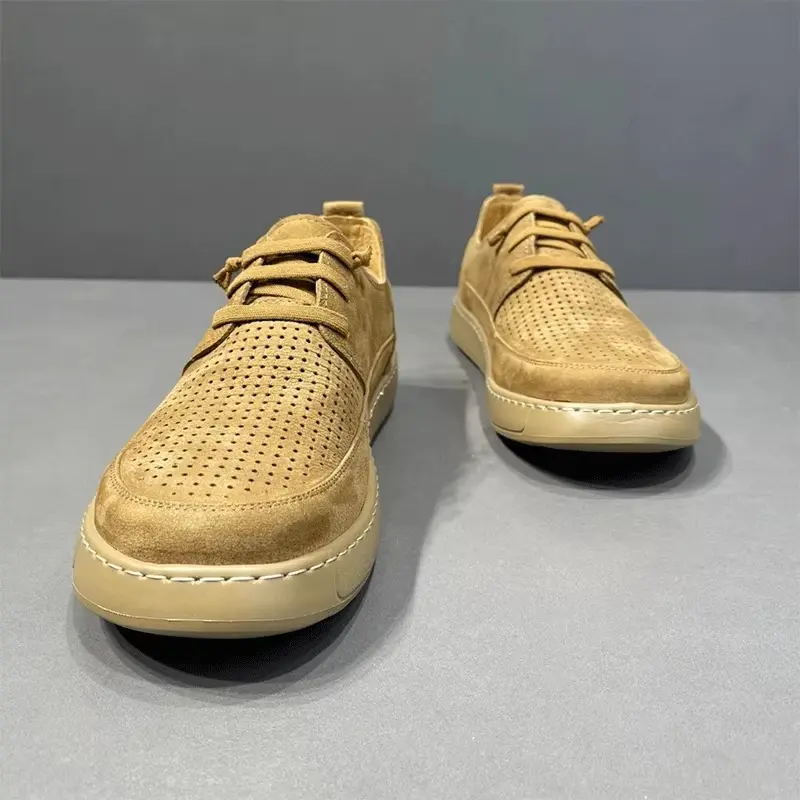 New Summer Fashion Men Casual Shoes Real Cow Leather British Dress Loafers Fashion Flats Breathable Business Sneakers
