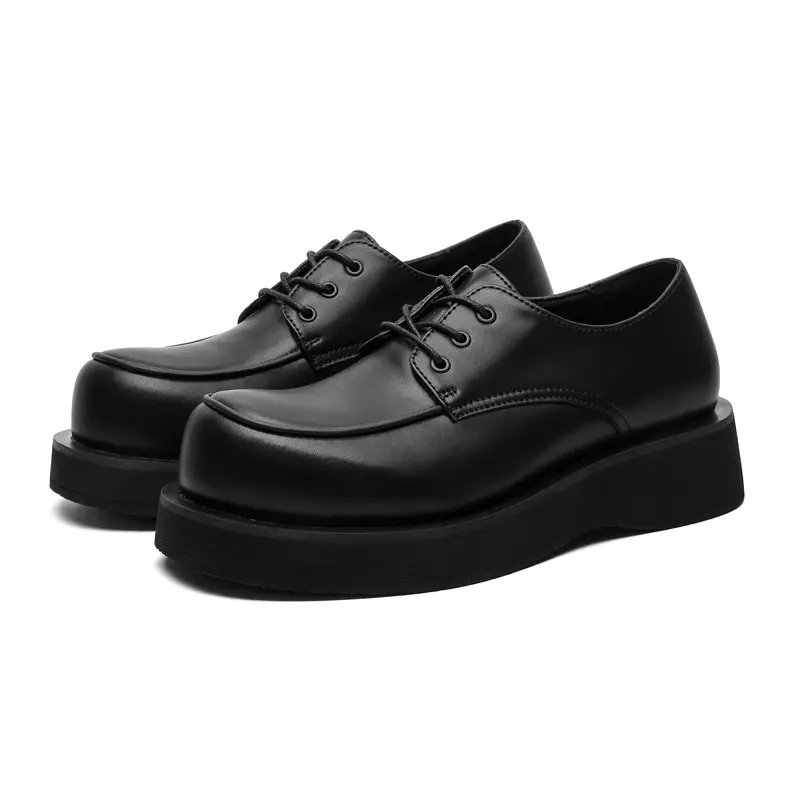 Autumn Winter Vintage British Men Dress Leather Shoes Luxury Black Business Formal Loafers Height Increasing Shoes Sneakers